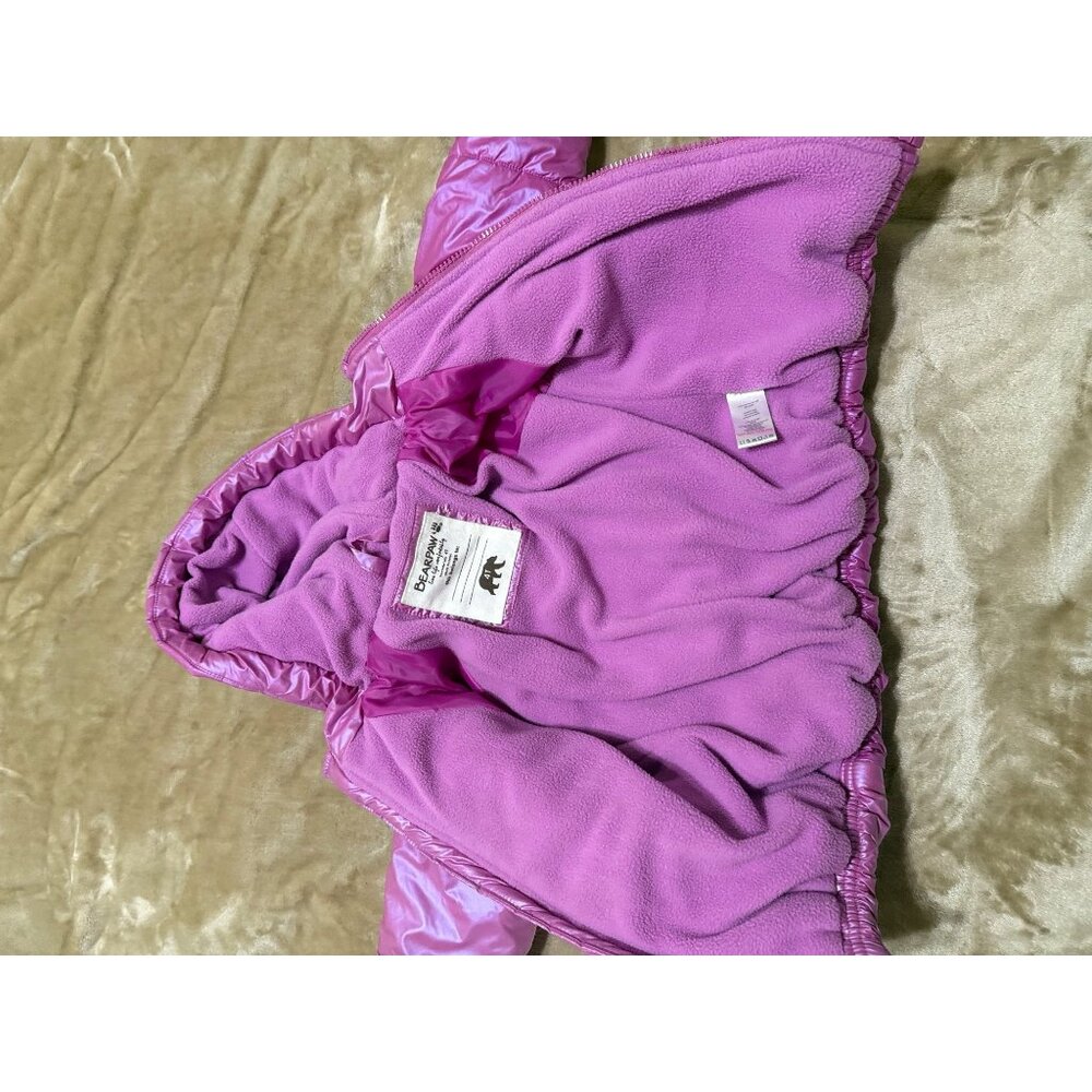 Bearpaw Girls 4T Pink Hooded Puffer Coat Fleece Lined Winter Jacket - Picture 5 of 9